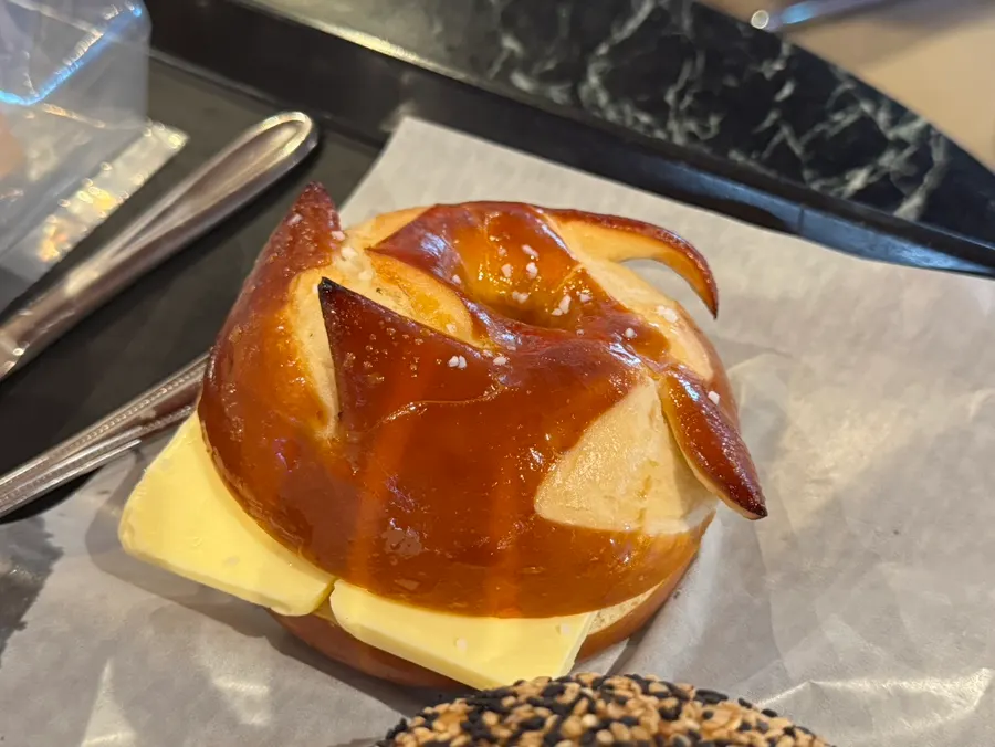 Sesame-topped bagel