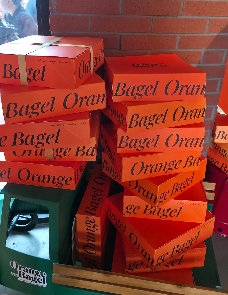 View of Orange Bagel's 2nd-floor seating