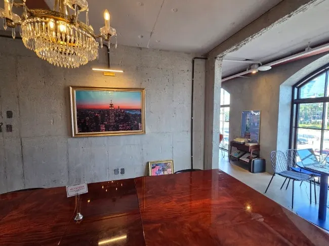 1st floor interior with drink fridge and merchandise