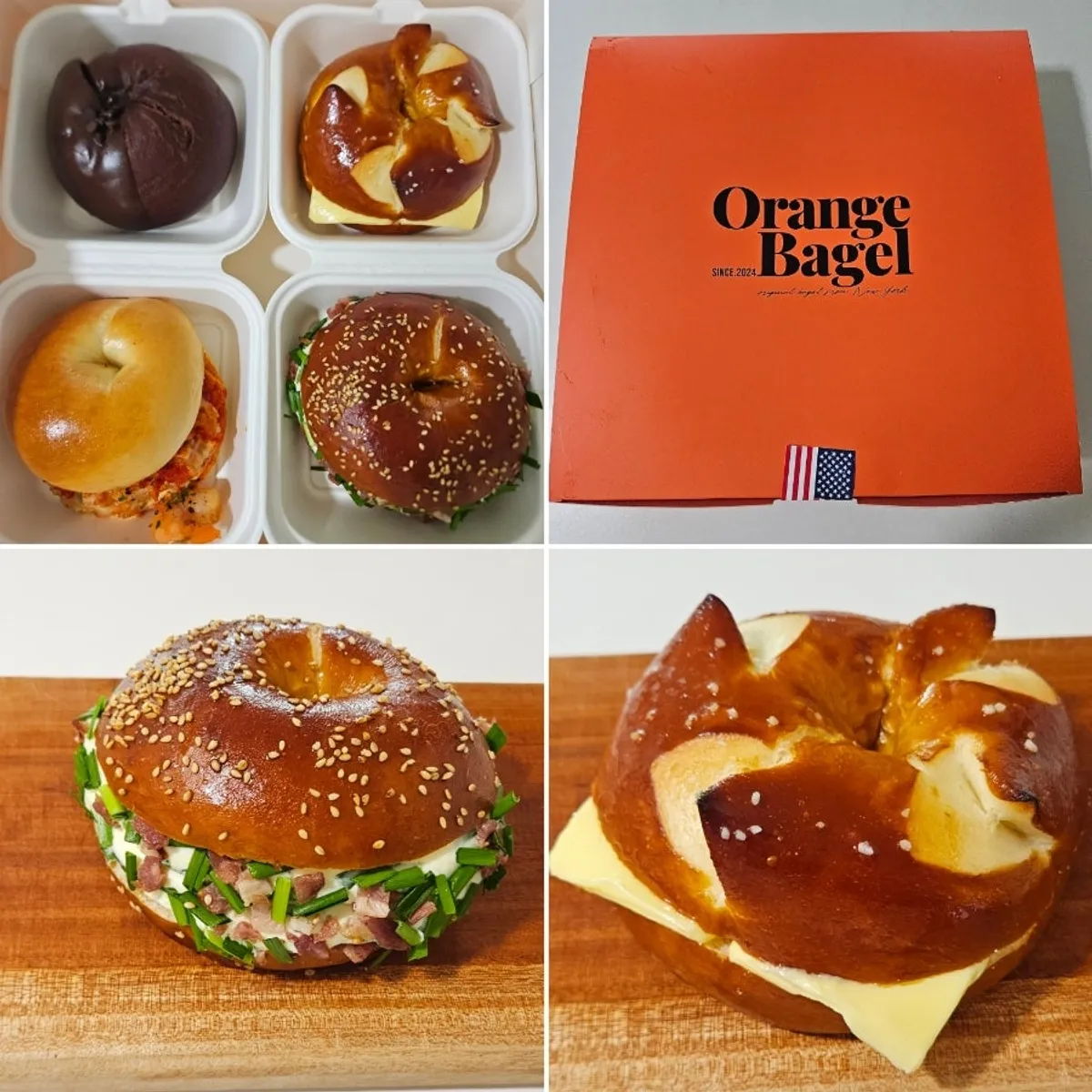 Assortment of bagels from Orange Bagel in Suwon