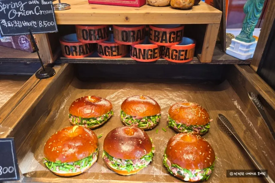 Freshly baked bagels just out of the oven