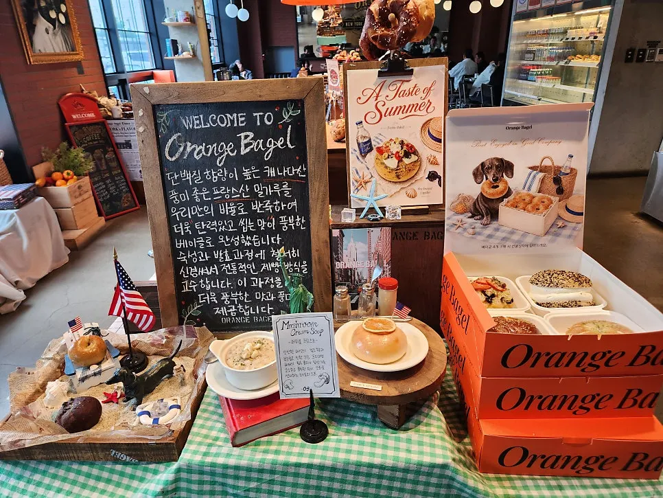 Full view of the Orange Bagel café entrance