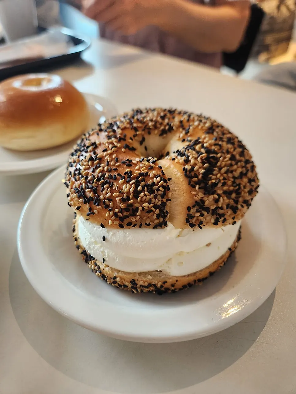 Double cream bagel at Orange Bagel