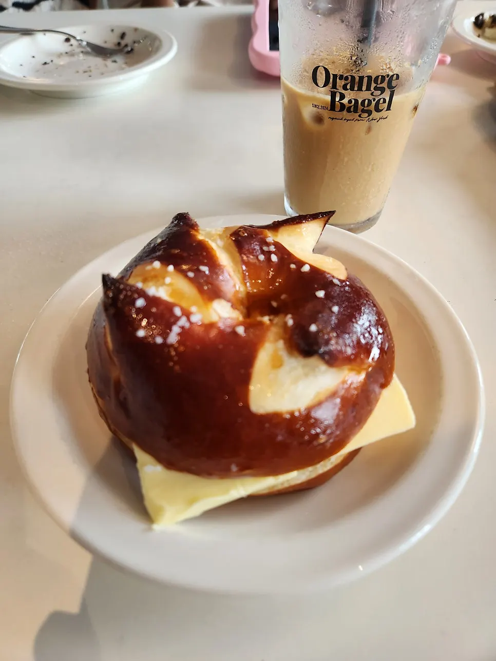 Laugen butter bagel dotted with salt