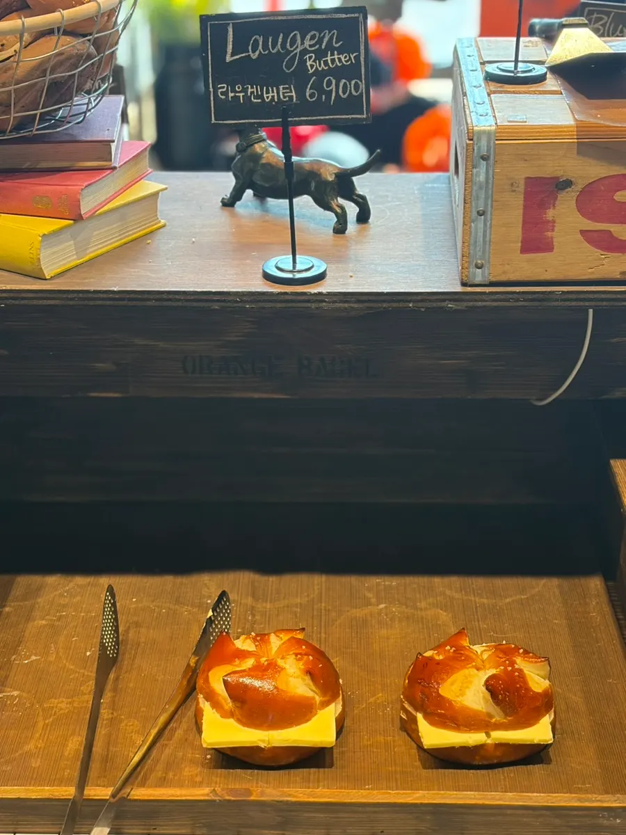 Sweet and salty Laugen butter bagel