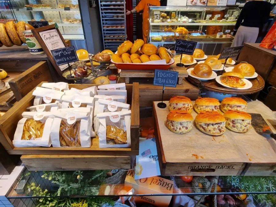 Laugen butter bagel set on the table