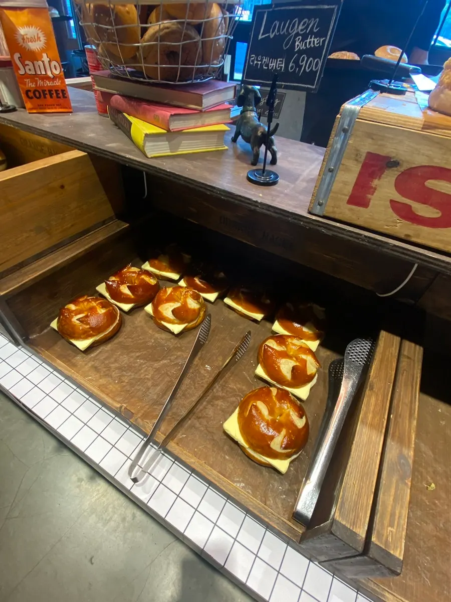 Laugen butter bagel sprinkled with coarse salt