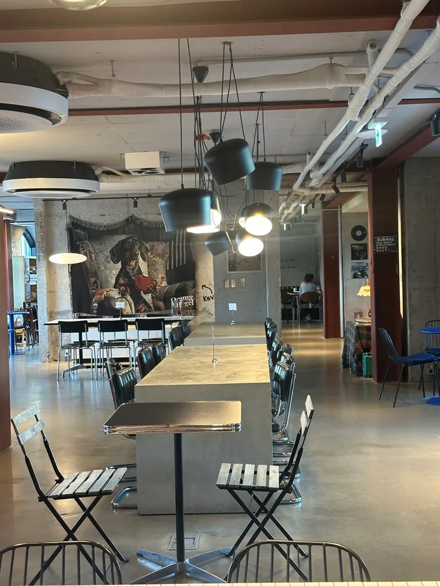 Orange Bagel upstairs seating area