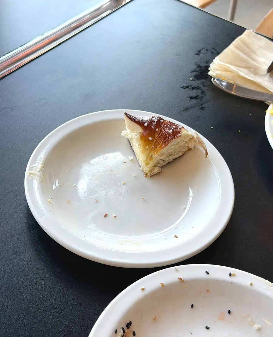 Golden-brown surface of the Laugen butter bagel