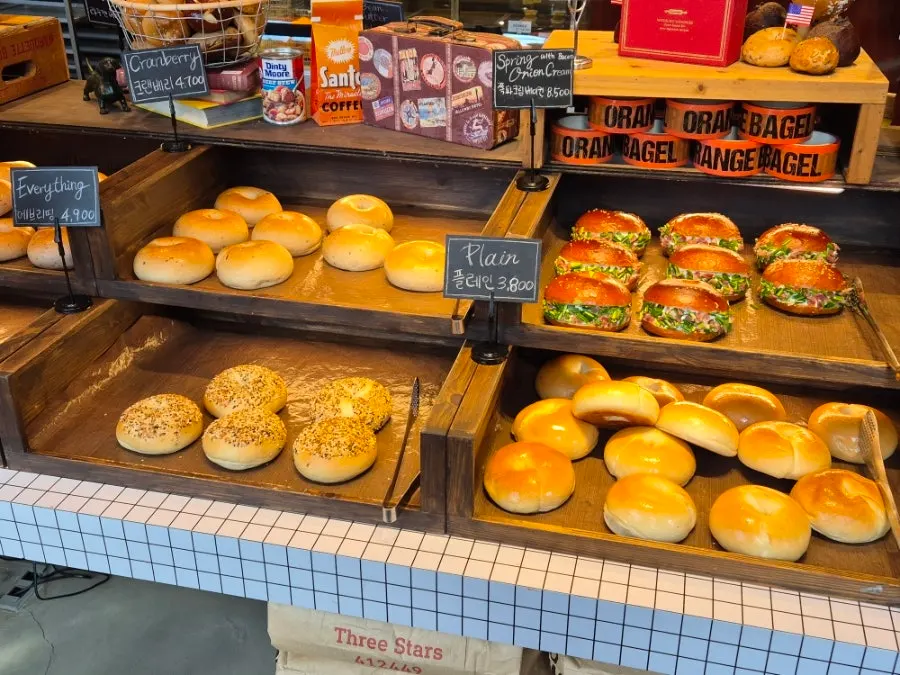 Basic bagels including cranberry on display