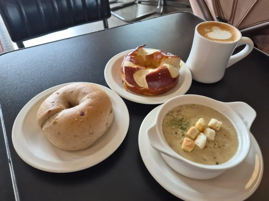 Laugen bagel on a plate