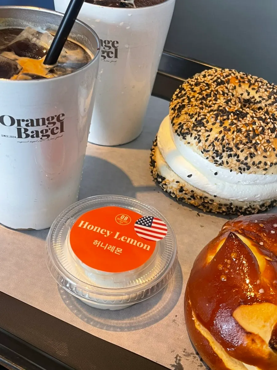 Laugen butter bagel on a tray