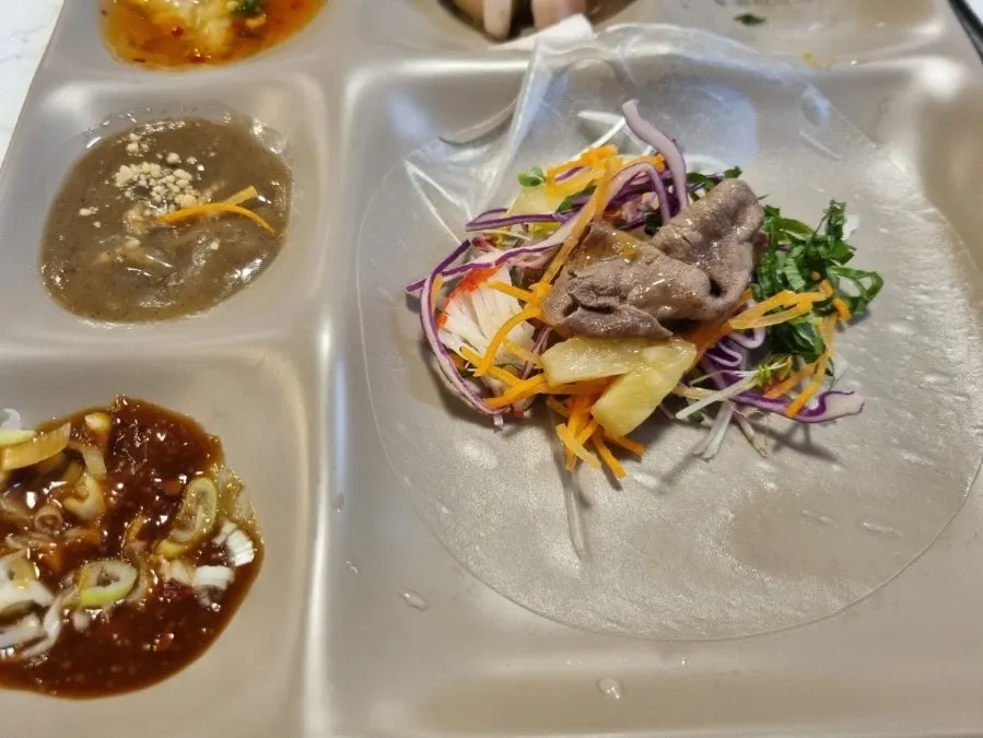 Wagyu and vegetables added to the shabu shabu