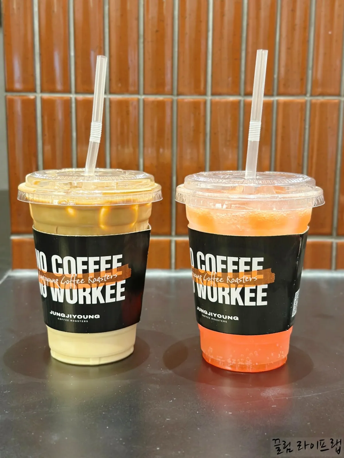 Ordered vanilla latte and grapefruit ade