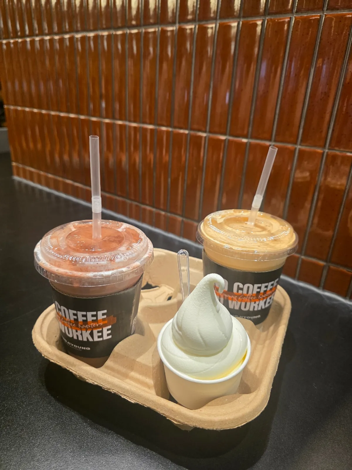 Coconut coffee from Jeong Jiyeong Coffee Roasters in a takeout cup
