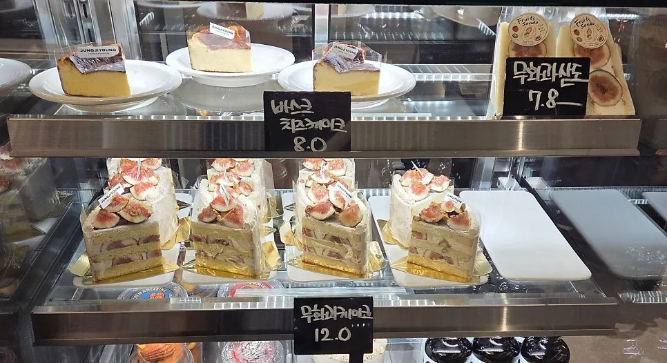 Menu and showcase near the order counter