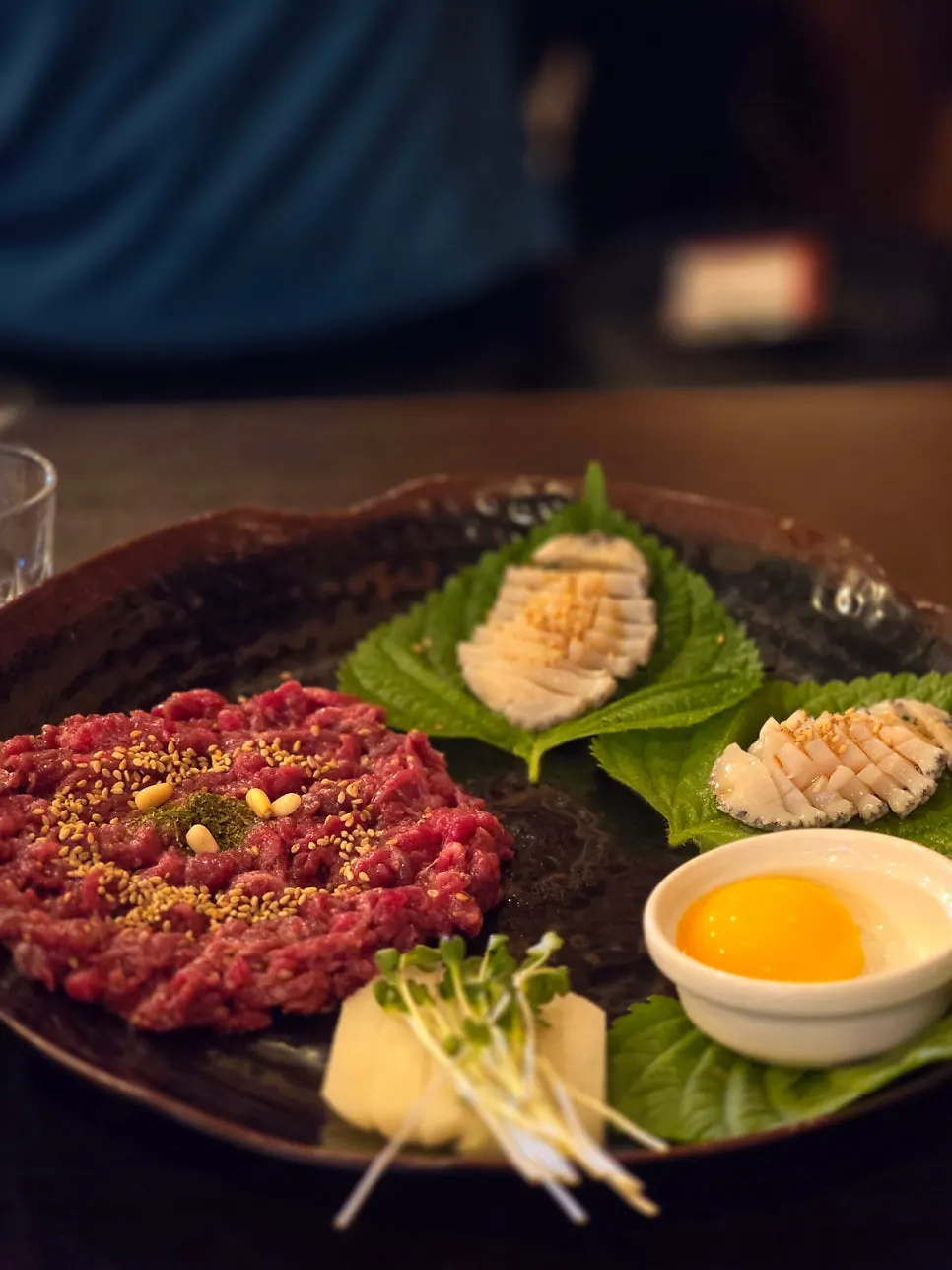 A plate of abalone hanwoo yukhoe