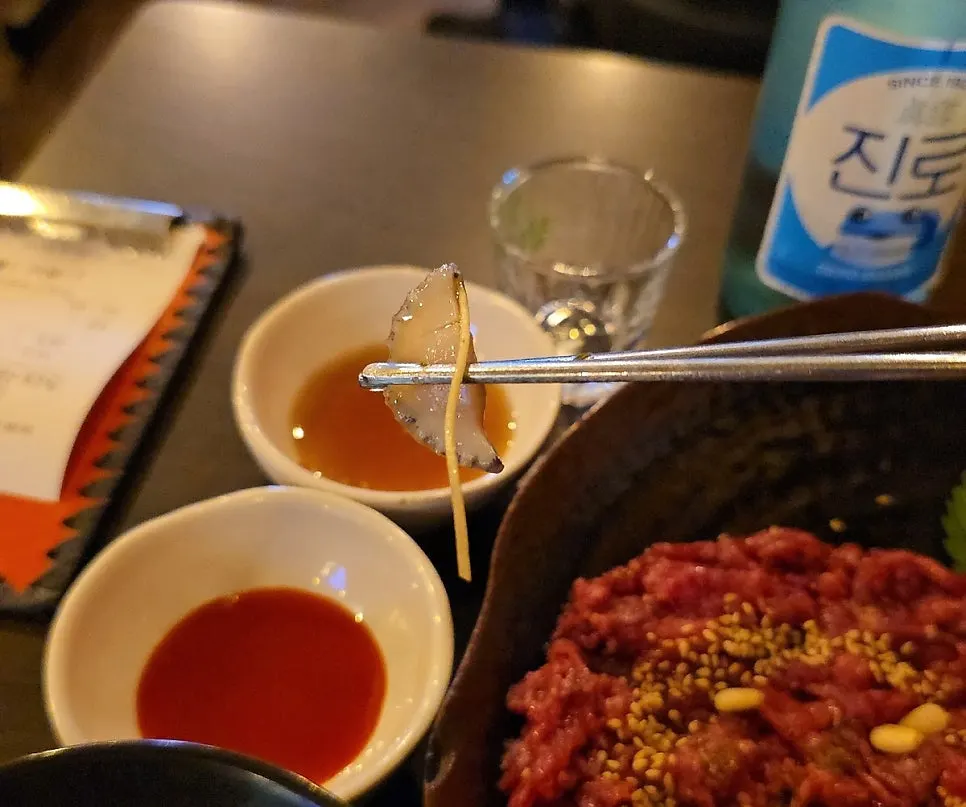 Yukhoe mixed with egg yolk on top