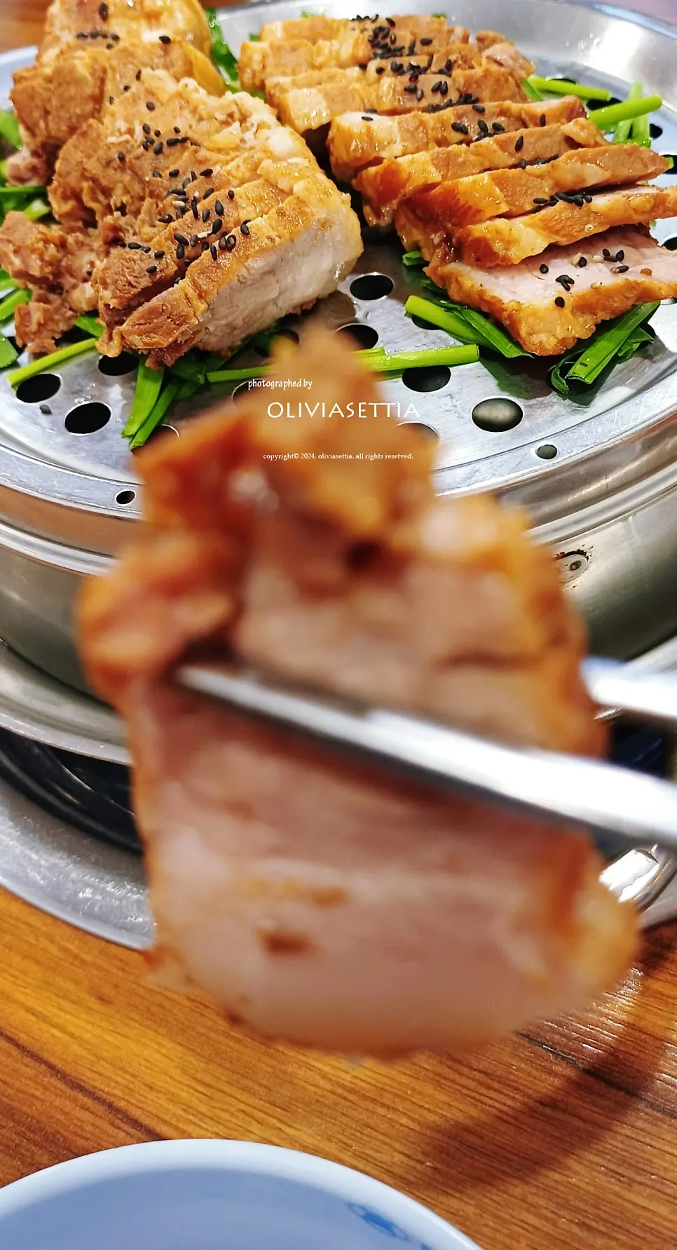 Plate of glossy bossam meat