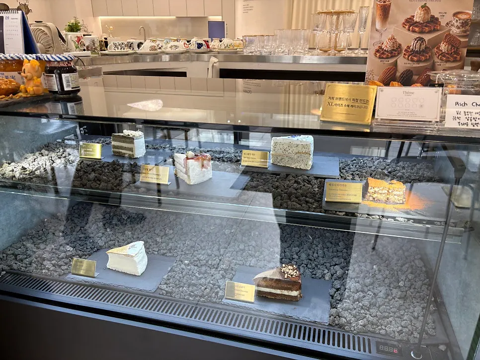 Display of in-house-made dessert cakes