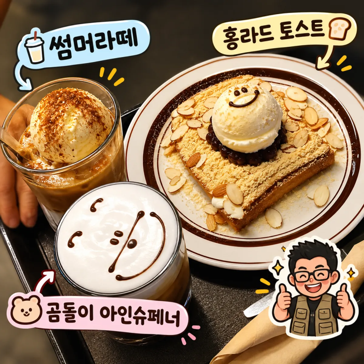크림이 소복하게 올라간 곰돌이 아인슈페너