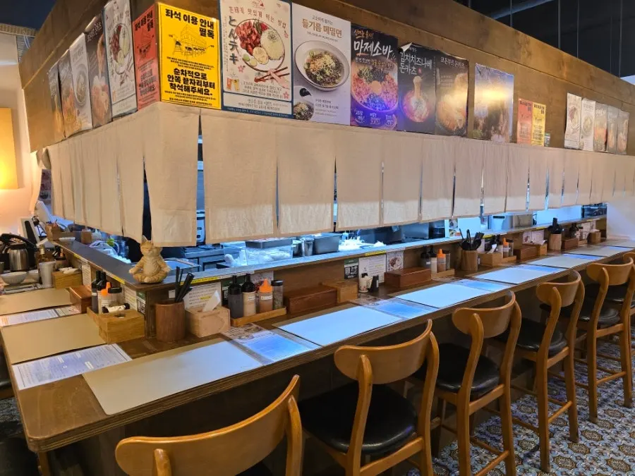 Interior with all-bar-table seating