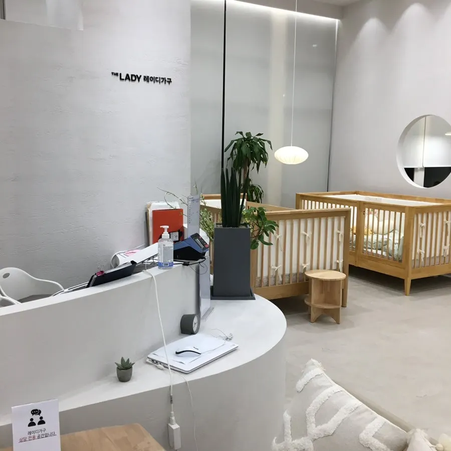 Furniture on display inside the café