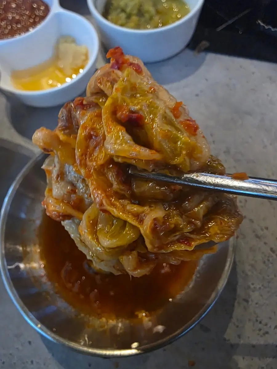 온도계로 확인하는 불판 조리