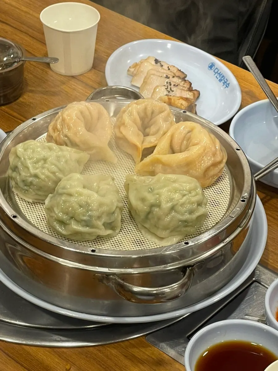 Half kimchi and half meat dumplings