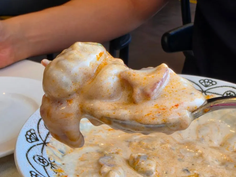 Mushroom cream gnocchi eaten together with cream sauce