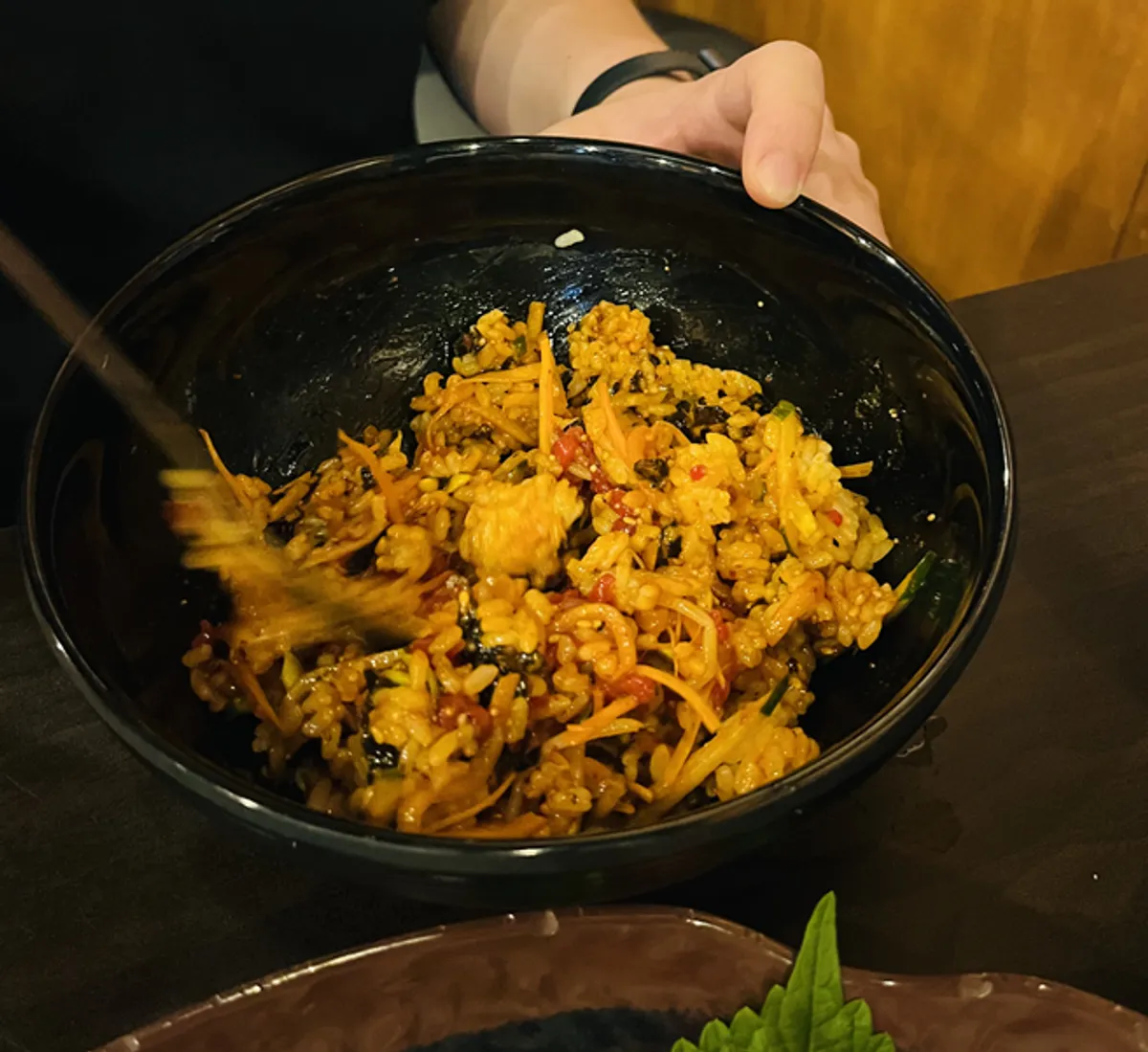 The yukhoe bibimbap all mixed up