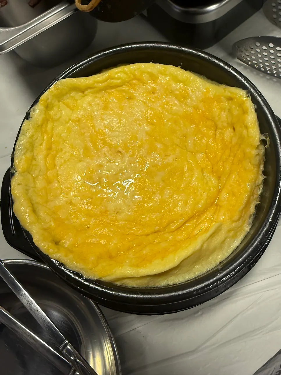 Taejang Sikdang's steamed egg topped with soft melted cheese