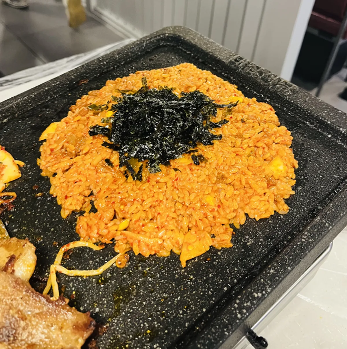 Fried rice freshly cooked in the kitchen