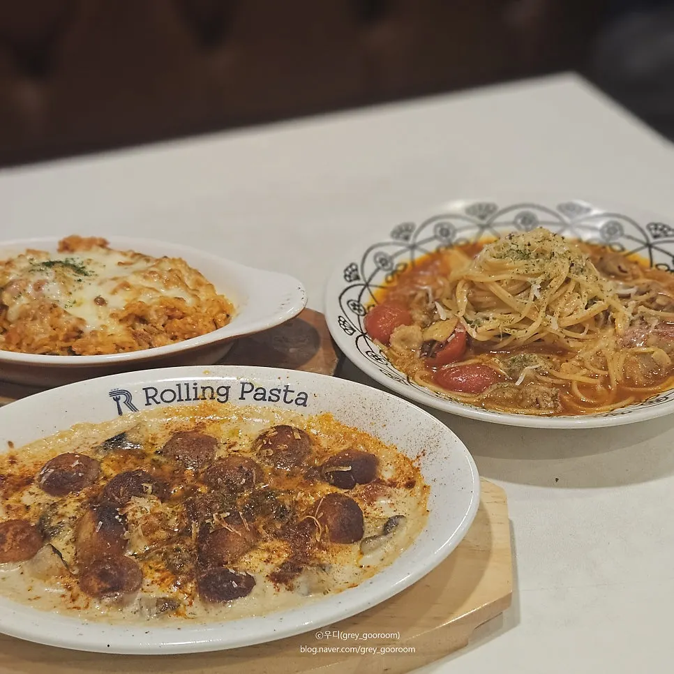 Pasta lunch spread laid out on the table