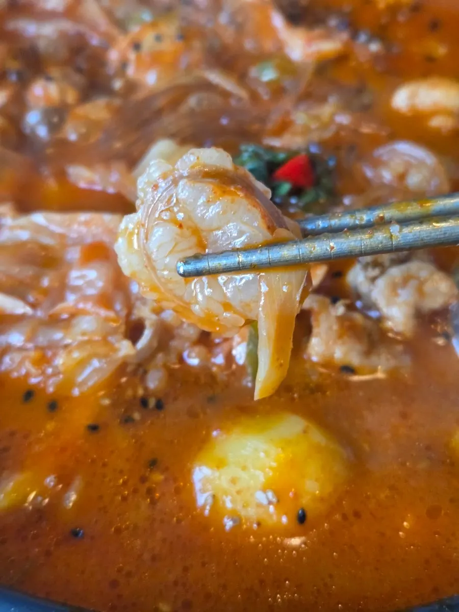 Gopdoritang with glass noodles and rice cakes