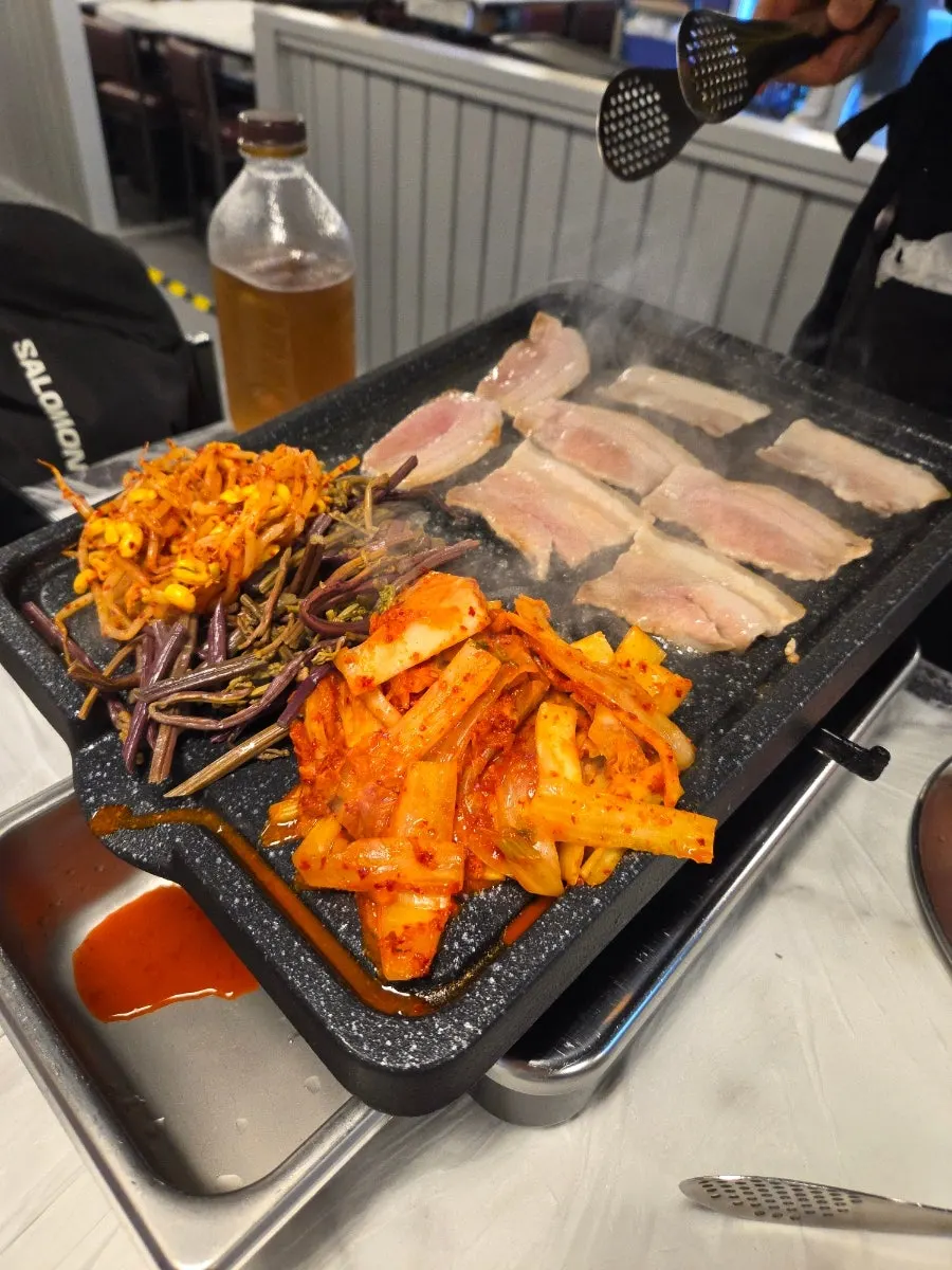 4 mm frozen pork belly on the grill