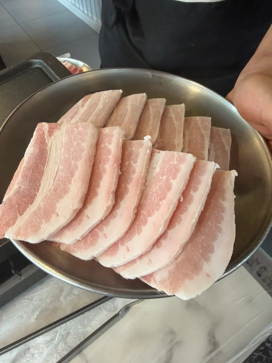 Fresh and frozen pork belly ordered via tablet