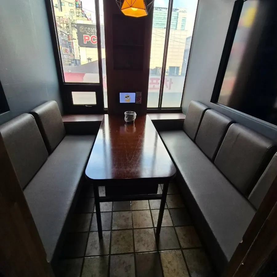 Interior of a dimly lit private room