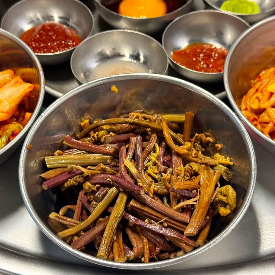 Egg yolk sauce and gochujang among the variety of sauces
