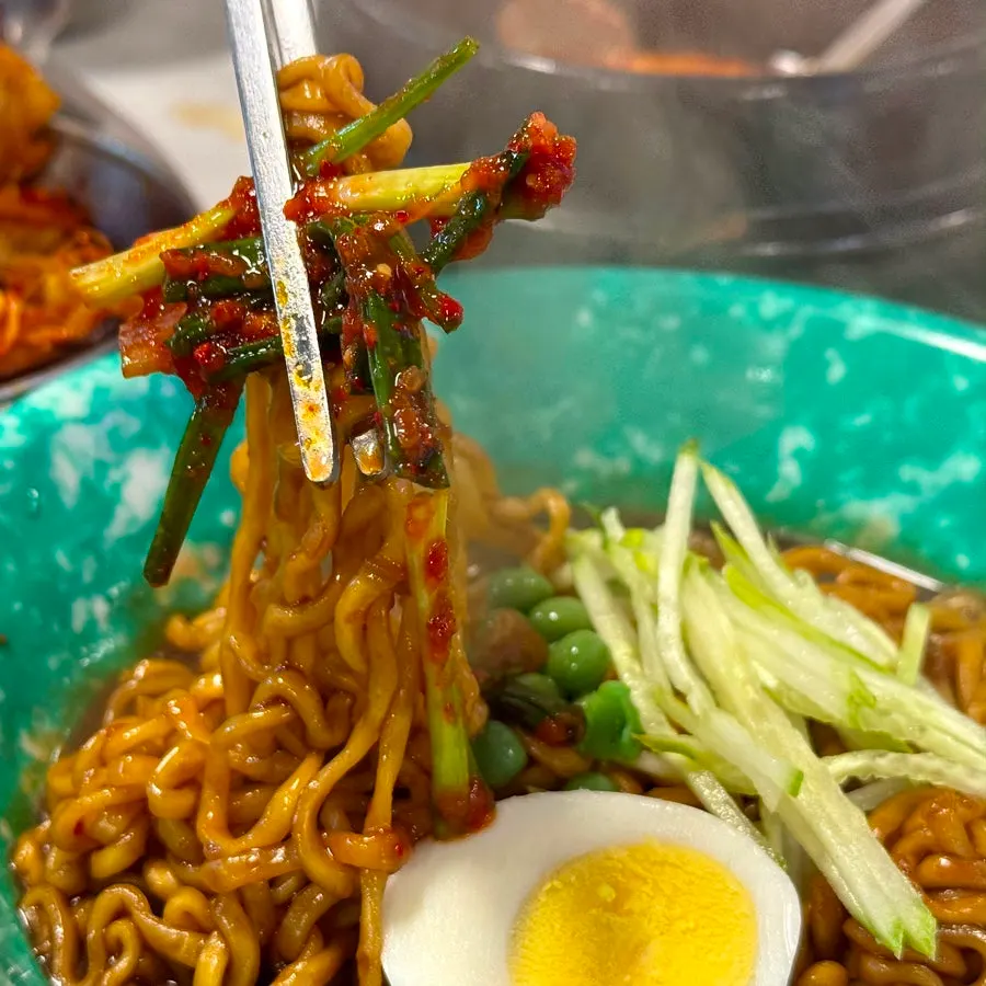Jjajangmyeon delivered in a tin lunchbox