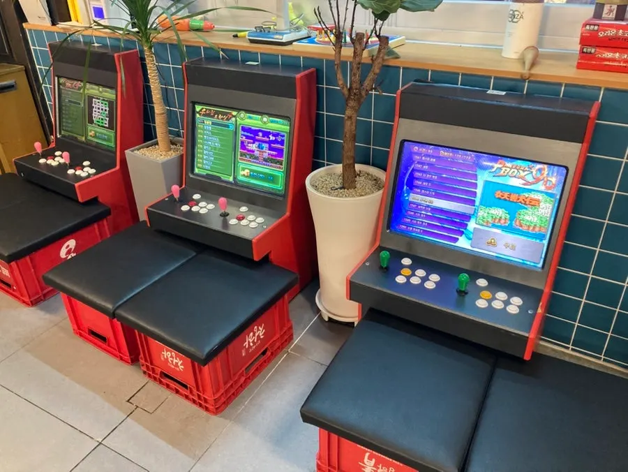 Interior decorated with 80s-inspired retro style