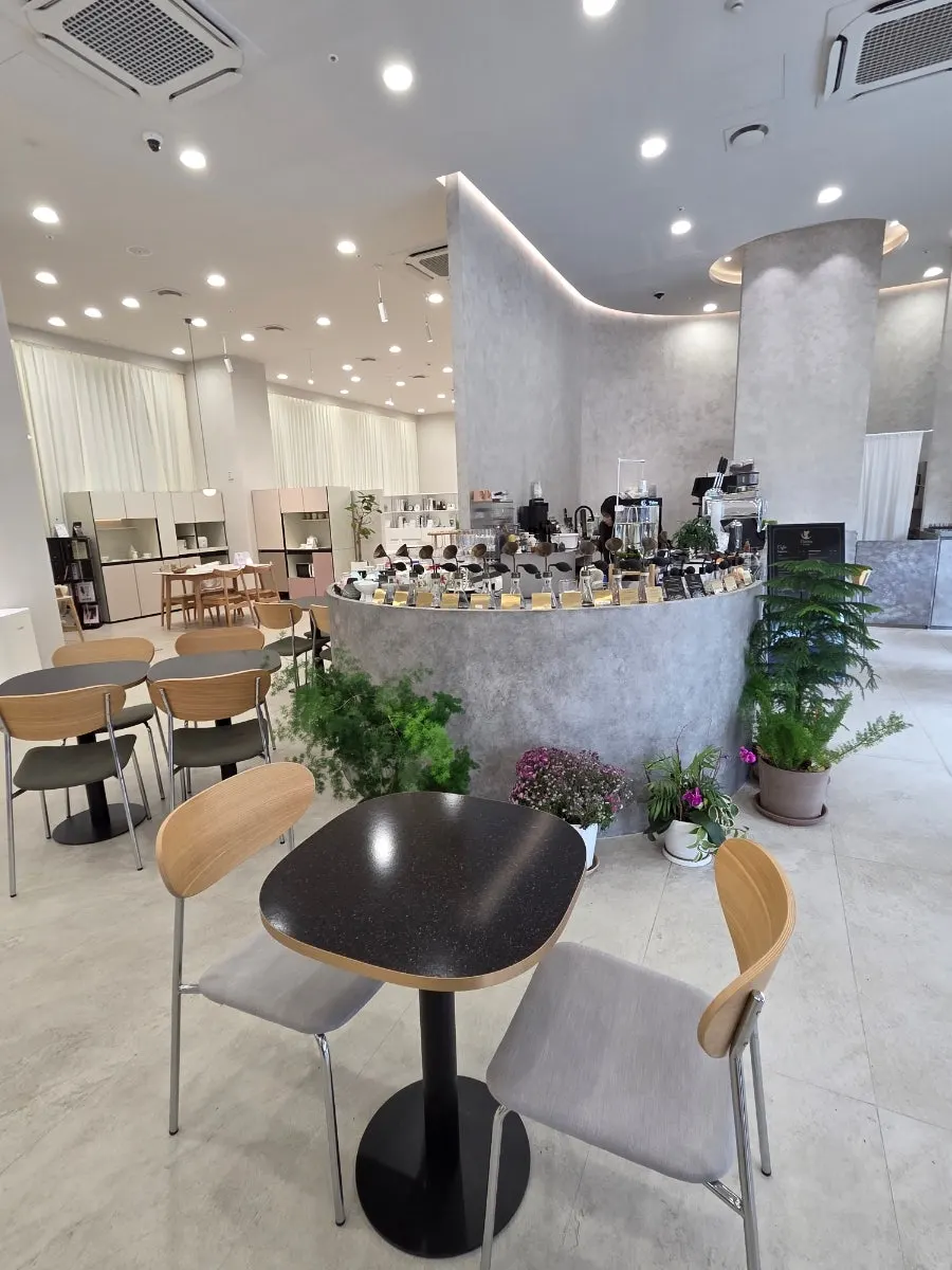 Tables and chairs inside Tteum Café