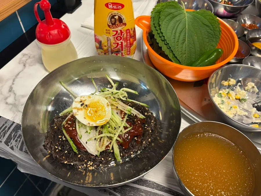 Bibim naengmyeon ordered as a side