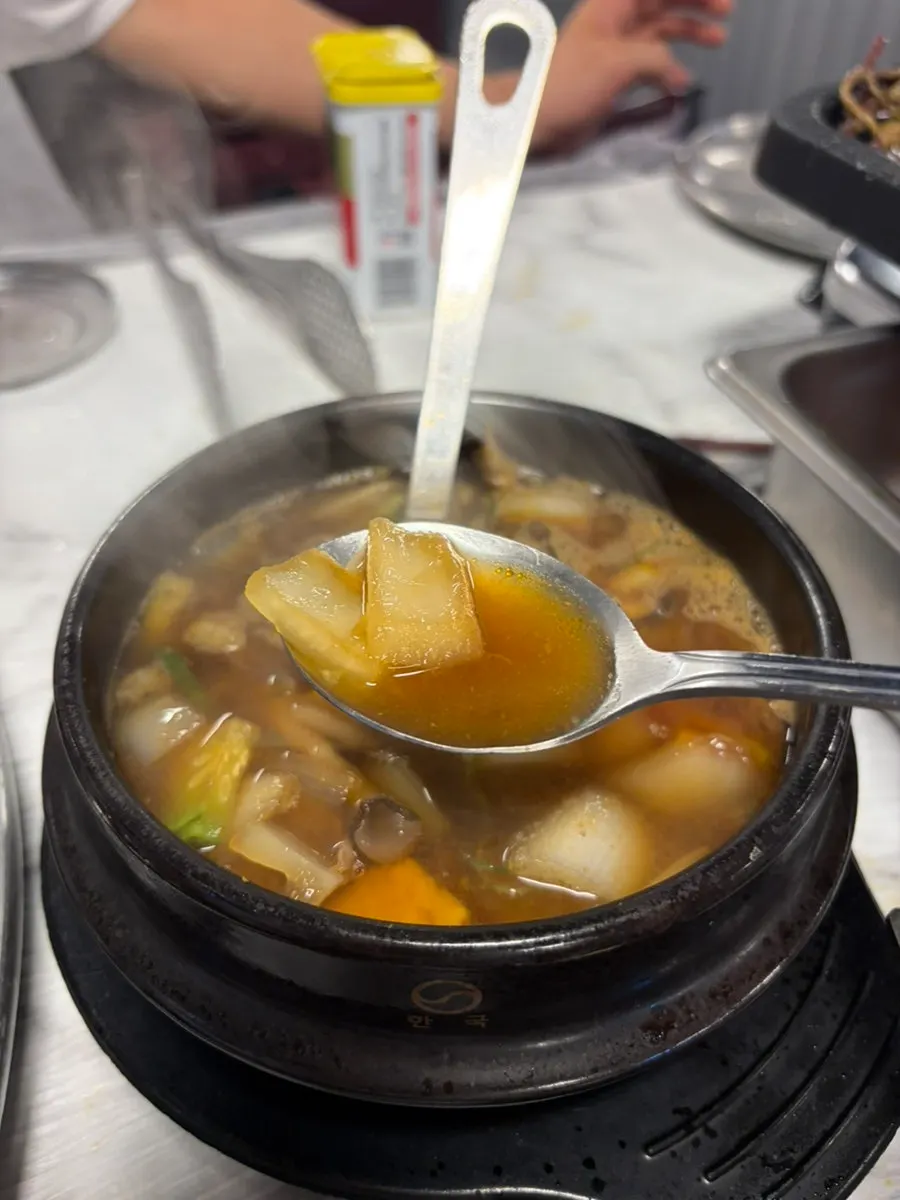 Clear, clean doenjang stew broth