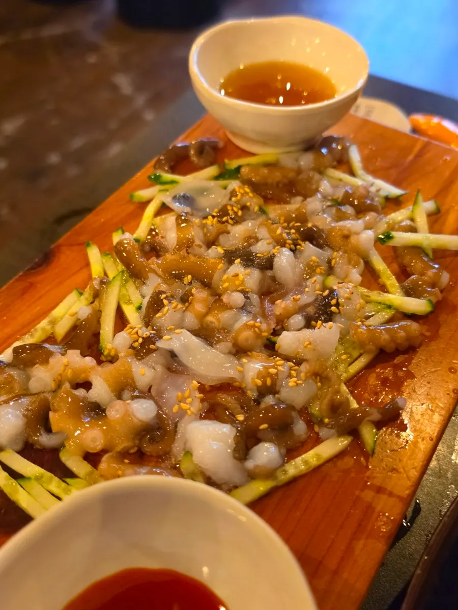 Live octopus menu for two