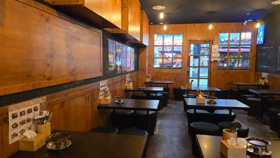 Long, spacious restaurant interior
