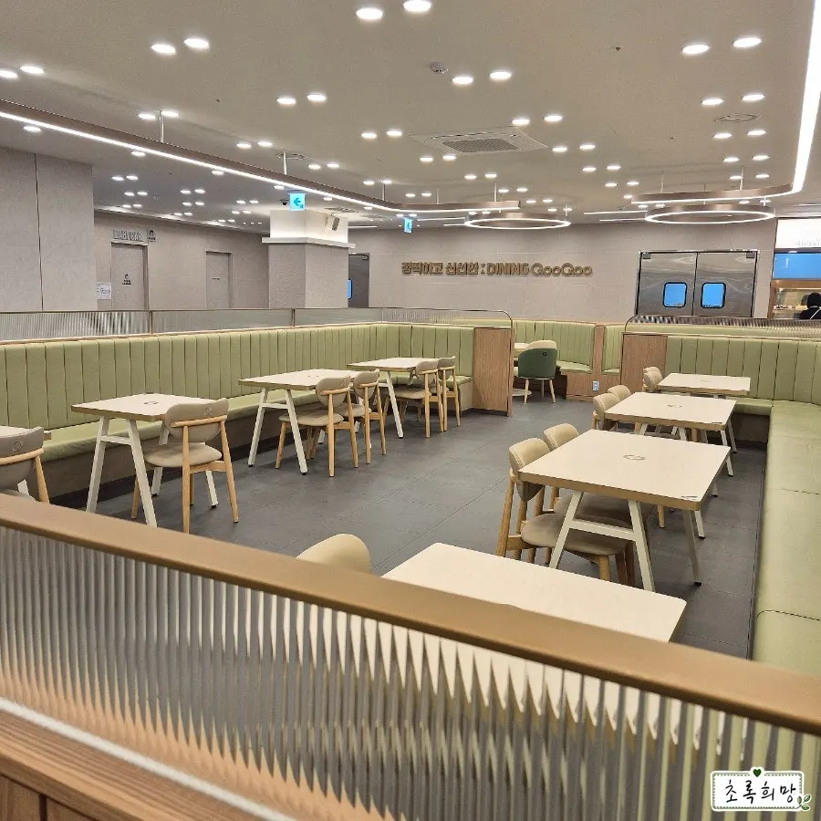 Neatly arranged buffet food area