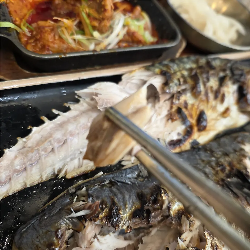Golden-browned grilled mackerel and grilled Spanish mackerel