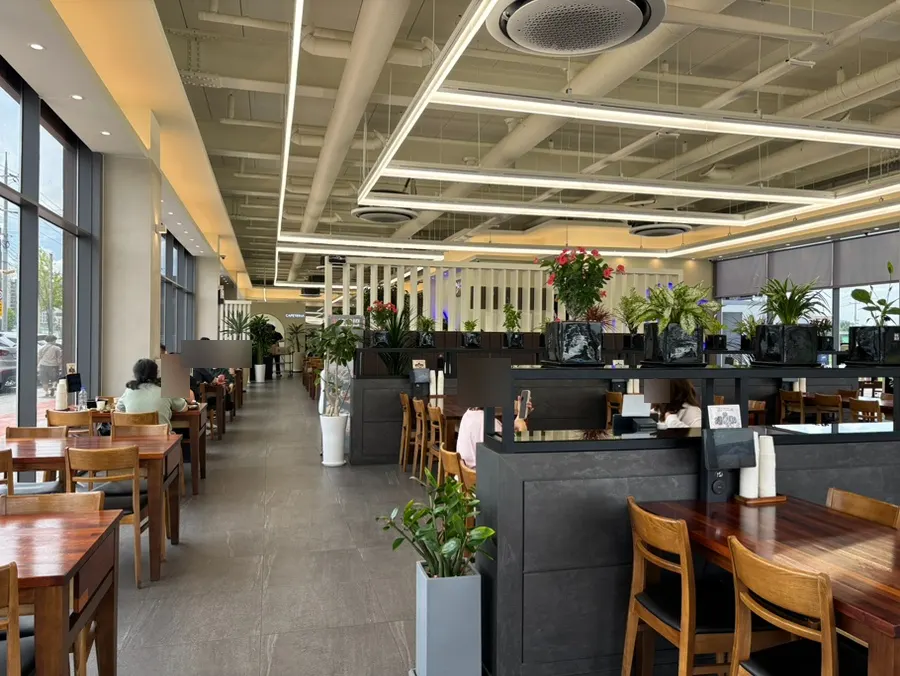 Bright, spacious dining hall interior