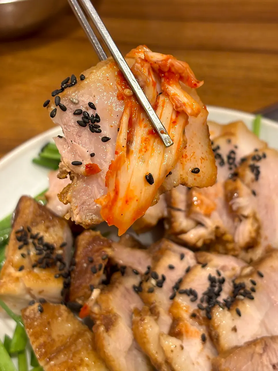 Boiled pork with a good lean-to-fat ratio